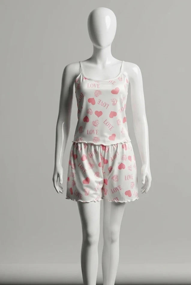Amour Heart Print 3-Piece Nightwear Set
