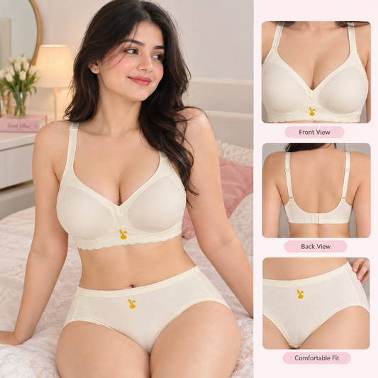 Seamless Comfort Bra & Panty Set – Premium Soft Fabric with Removable Pads