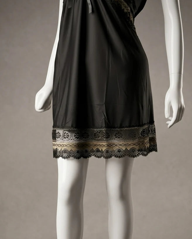 Midnight Gilded Lace Chemise – Noir & Gold