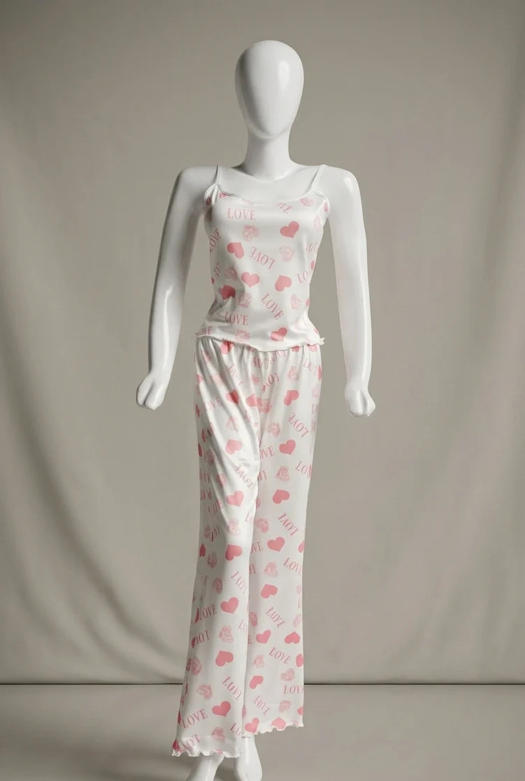 Amour Heart Print 3-Piece Nightwear Set
