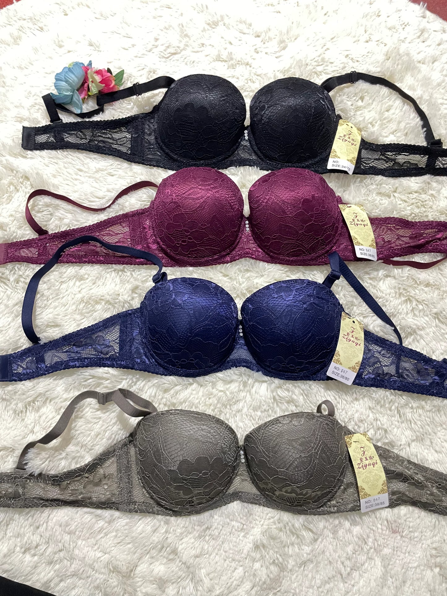 Majestic Wine Satin-Lace Bra