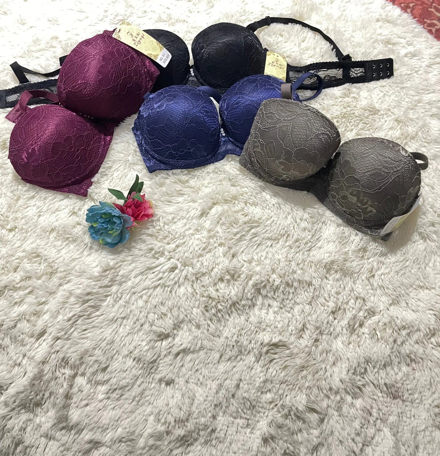 Majestic Wine Satin-Lace Bra