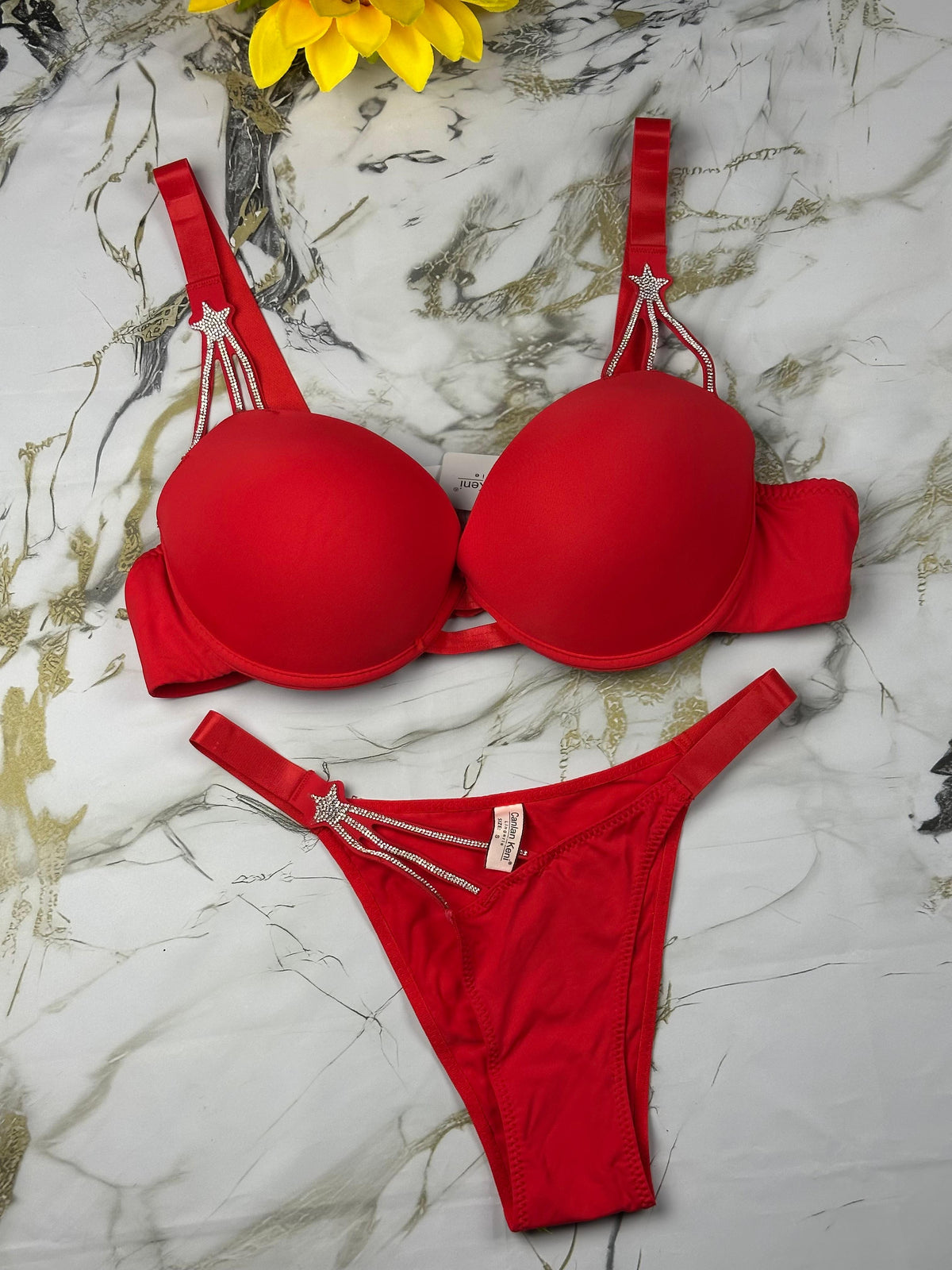 Premium Soft Push Up Bra Set with Beautiful Sparkle Design