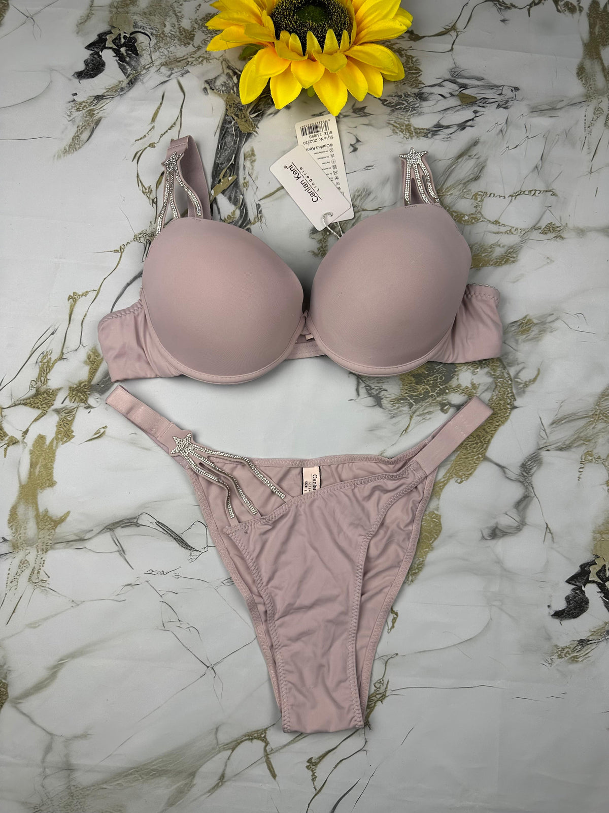 Premium Soft Push Up Bra Set with Beautiful Sparkle Design