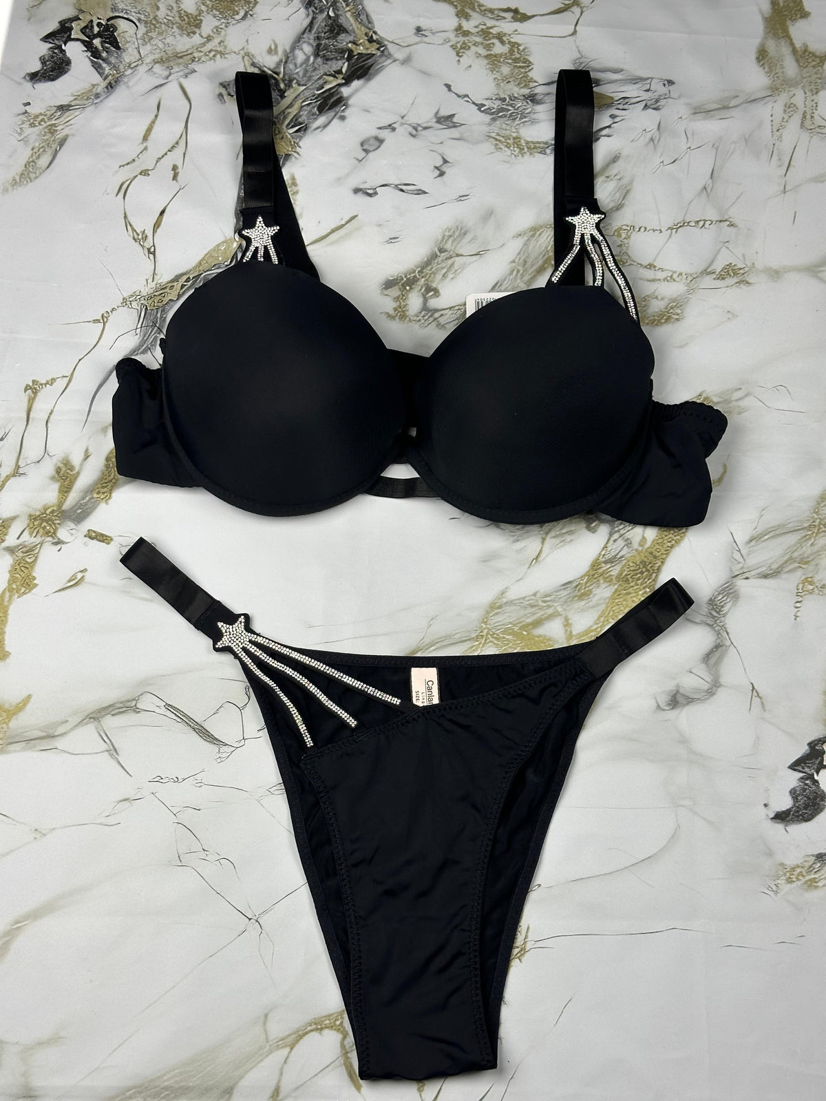Premium Soft Push Up Bra Set with Beautiful Sparkle Design