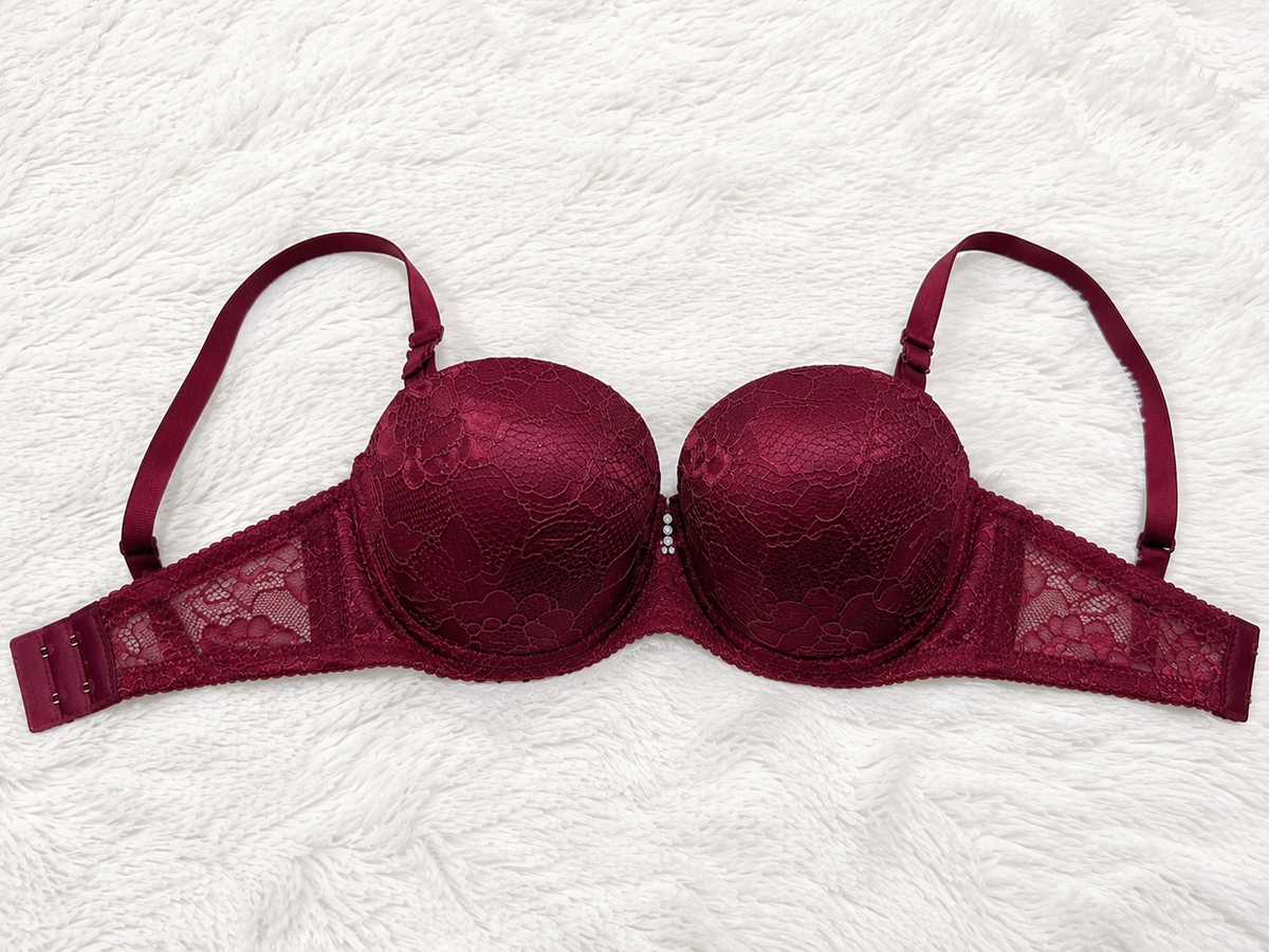 Majestic Wine Satin-Lace Bra